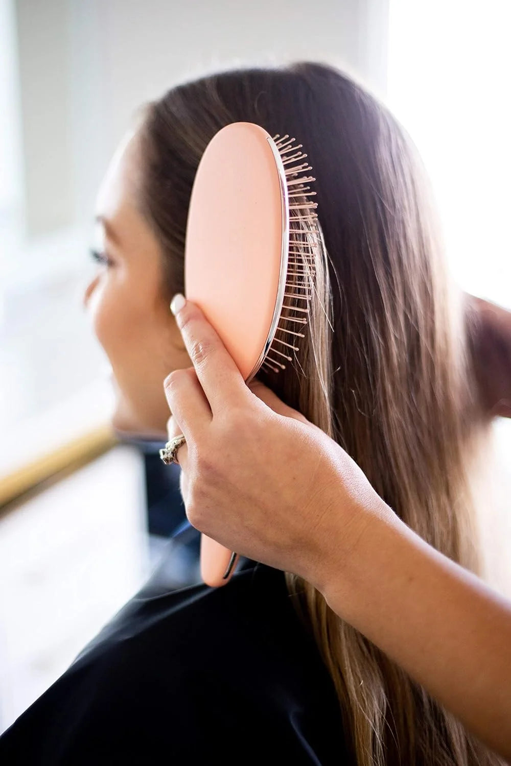 FRAMAR Checkered Hair Brush Detangler, Wet Hair Brushes For Women – Pink