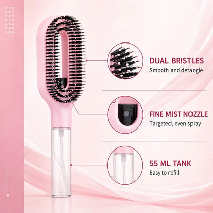 2-in-1 Hair Brush with Water Spray Mister, Fine Mist Spray Brush for Hair Detangling Wet & Dry, Liquid Spraying Hairbrush for Curly Thick Hair & Kids (Sky Blue)