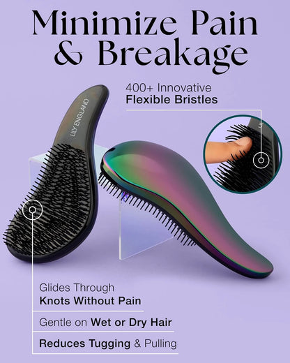 Hair Brush & Beard Detangler Brush - Unisex Detangling Brush for Men, Black
