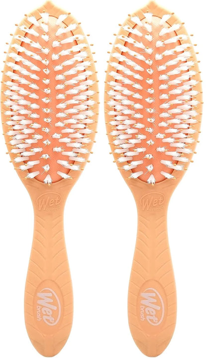 Wet Brush Go Green Coconut Oil Infused Detangling Hair Brush - Pain-Free Ultra-Soft Detangler Bristles Glide Through Tangles with Ease - Protects Against Split Ends (Pack of 2)