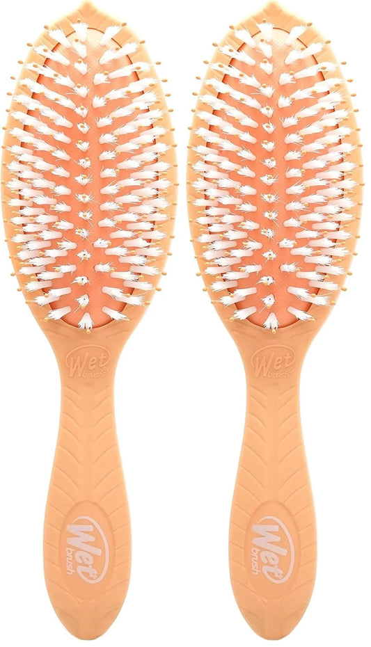 Wet Brush Go Green Coconut Oil Infused Detangling Hair Brush - Pain-Free Ultra-Soft Detangler Bristles Glide Through Tangles with Ease - Protects Against Split Ends (Pack of 2)