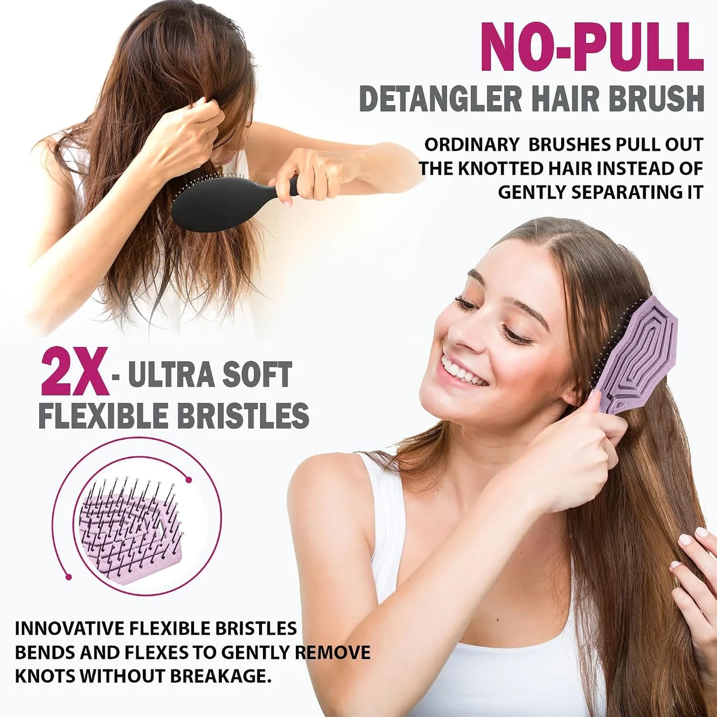 Fiora Naturals Detangling Hair Brush for Women, Detangler Hair Brush, Pink