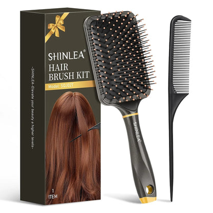SHINLEA Detangling Brush for Curly Hair, Paddle Detangler Brush for Blow Drying, Wet Dry Hair Brush for Thick Wavy Fine Hair, Soft Nylon Bristle Hairbrush for Women Men Kids