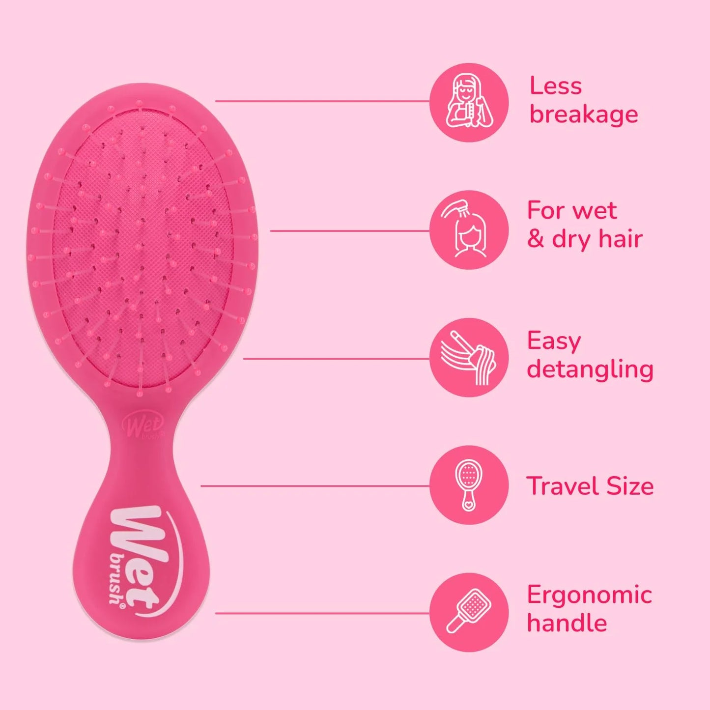 Wet Brush Mini Detangler Hair Brush, Purple, Detangling Travel Hairbrush, Ultra-Soft IntelliFlex Bristles Glide Through Tangles with Ease, Pain-Free, All Hair Types (2 Pack)