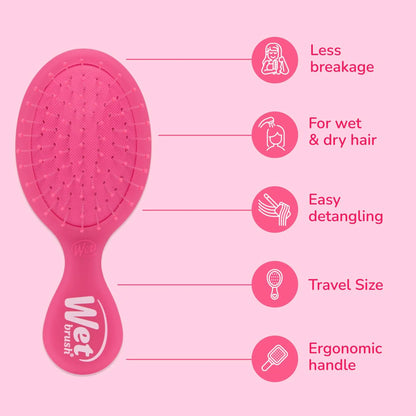 Wet Brush Mini Detangler Hair Brush, Purple, Detangling Travel Hairbrush, Ultra-Soft IntelliFlex Bristles Glide Through Tangles with Ease, Pain-Free, All Hair Types (2 Pack)