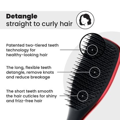 Tangle Teezer Chrome Detangler Mini Hair Brush, Straight to Curly, Pink