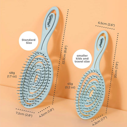 Ninabella Detangler Brush - No Tangle Hair Brush for Women, Fine, Thick and Long Hair - Hairbrush for Wet and Dry Hair, Gentle on the Scalp - Light Blue