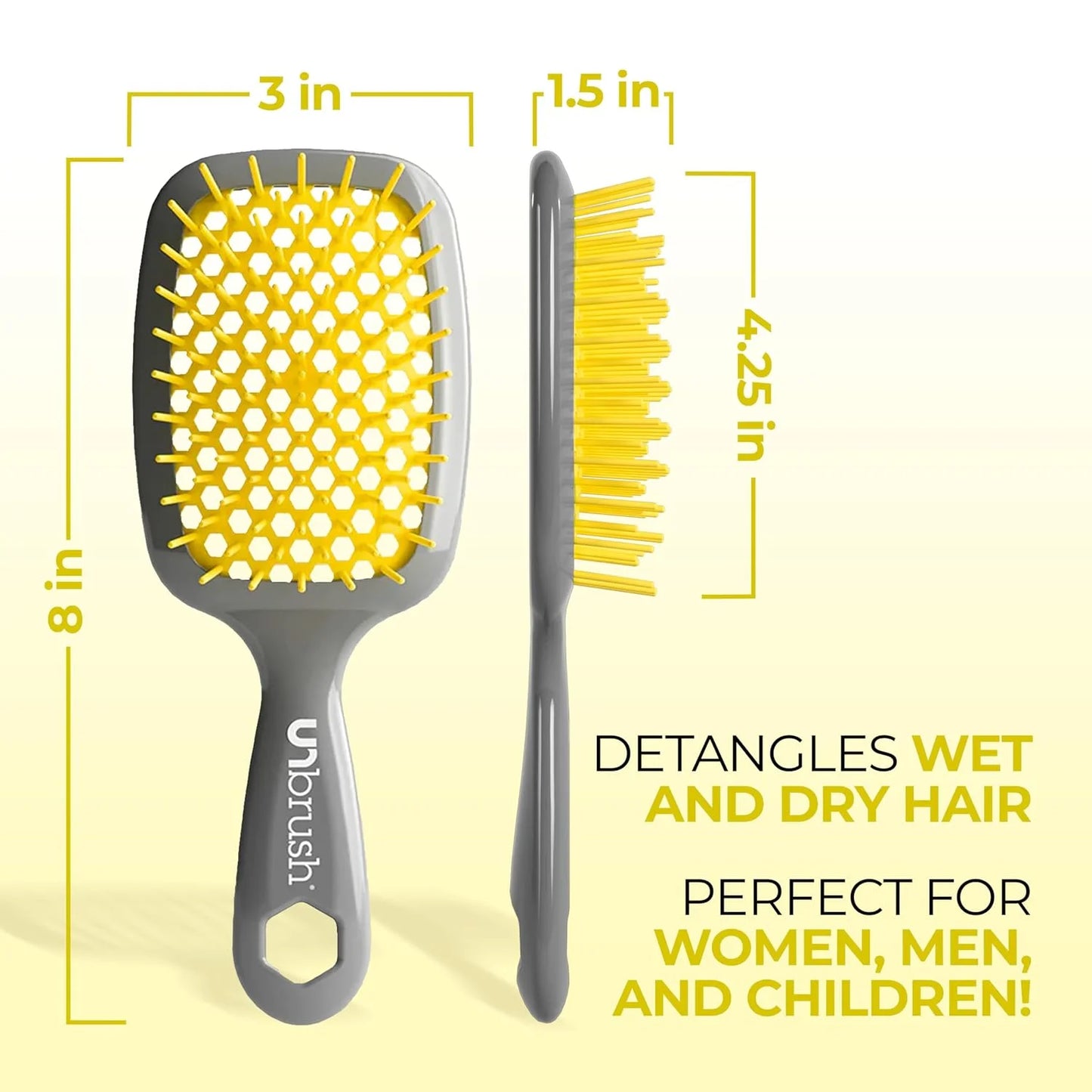 FHI Heat UNbrush Detangling Brush for Pain-Free Brushing on All Wet or Dry Hair Types — Durable DuoFlex Anti-Static Bristles, Lightweight Handle, Vented Hair Brush
