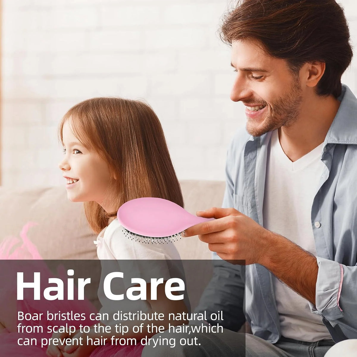 Boar Bristles Hair Brush for Women and Men, Detangling Hair Brush for Smoothing Massage Add Shine, Nylon&Boar Bristles Detangler brush for Hair Healthy (1 Pack-MintGreen)
