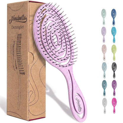 Ninabella Detangler Brush - No Tangle Hair Brush for Women, Fine, Thick and Long Hair - Hairbrush for Wet and Dry Hair, Gentle on the Scalp - Light Blue