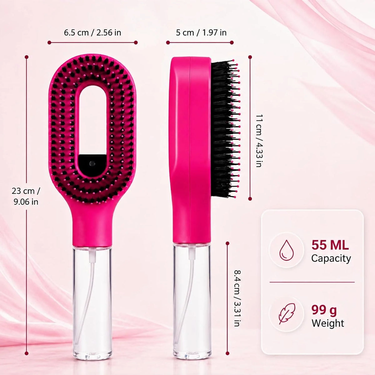 2-in-1 Hair Brush with Water Spray Mister, Fine Mist Spray Brush for Hair Detangling Wet & Dry, Liquid Spraying Hairbrush for Curly Thick Hair & Kids (Sky Blue)