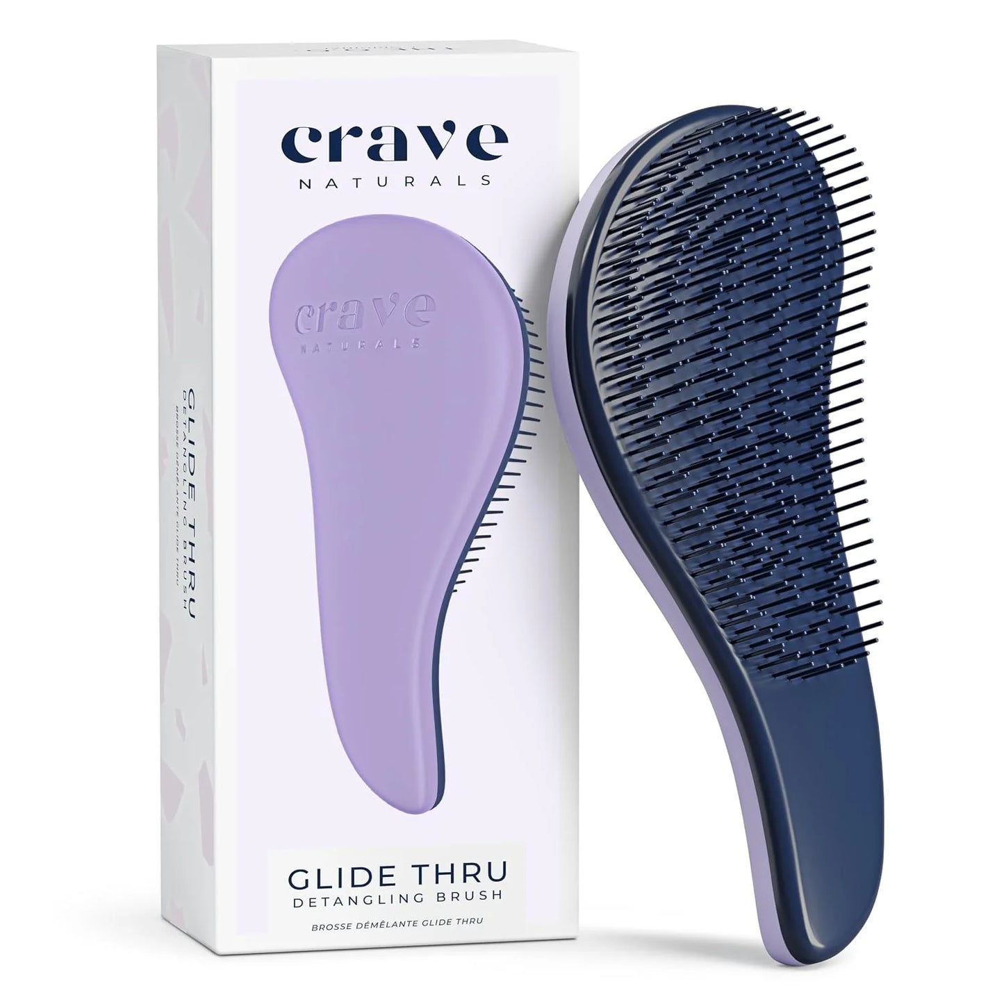 Crave Naturals Biggie Glide Thru Hair Brush - Detangler Brush for Curly, Straight, Wet or Dry Hair - Gentle Detangling Brushes for Adults, Kids, Toddlers - Hair Accessories for Women, 8.4x3.4" - Black