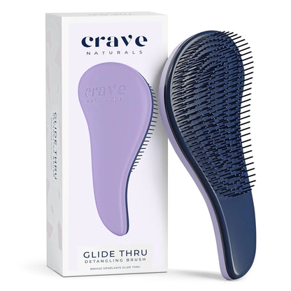 Crave Naturals Biggie Glide Thru Hair Brush - Detangler Brush for Curly, Straight, Wet or Dry Hair - Gentle Detangling Brushes for Adults, Kids, Toddlers - Hair Accessories for Women, 8.4x3.4" - Black