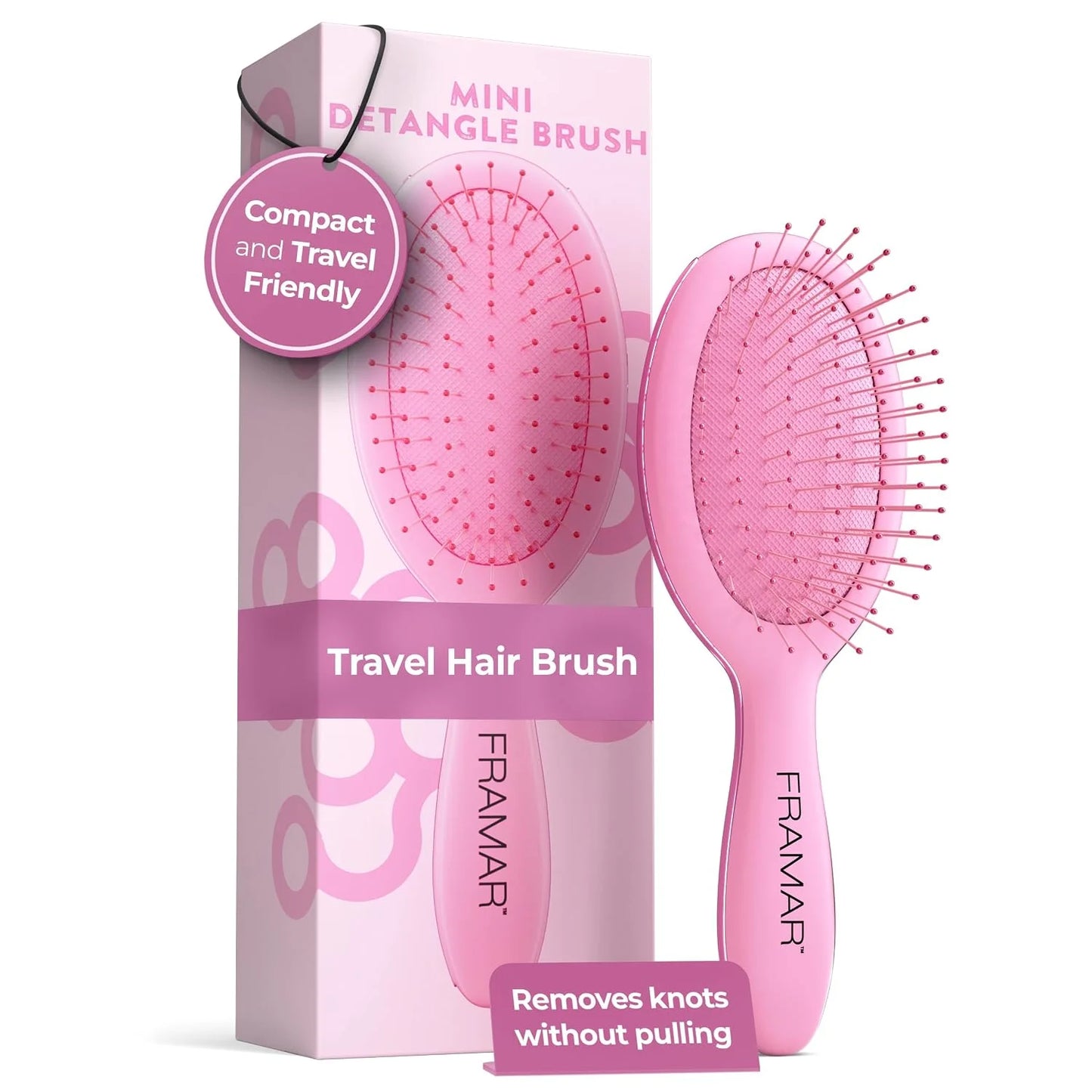 FRAMAR Checkered Hair Brush Detangler, Wet Hair Brushes For Women – Pink