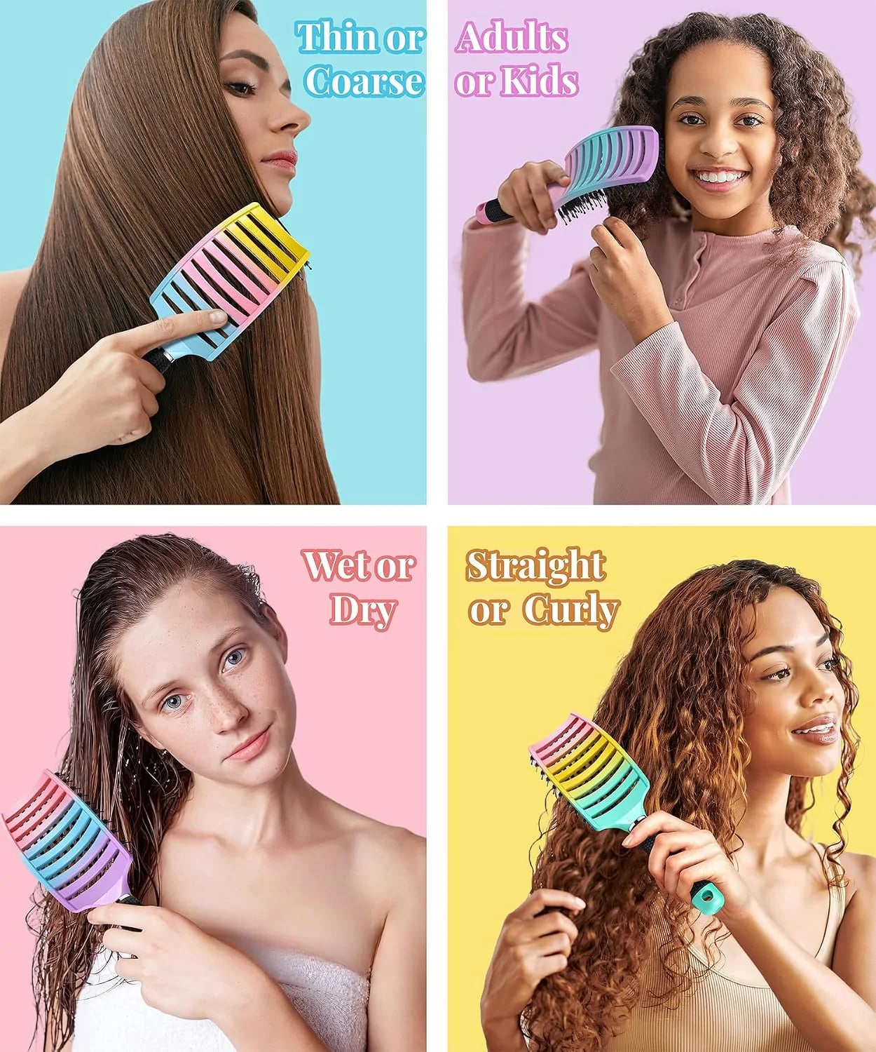 Detangling Brush for Women & Kids, Wet & Dry Hair, All Hair Types