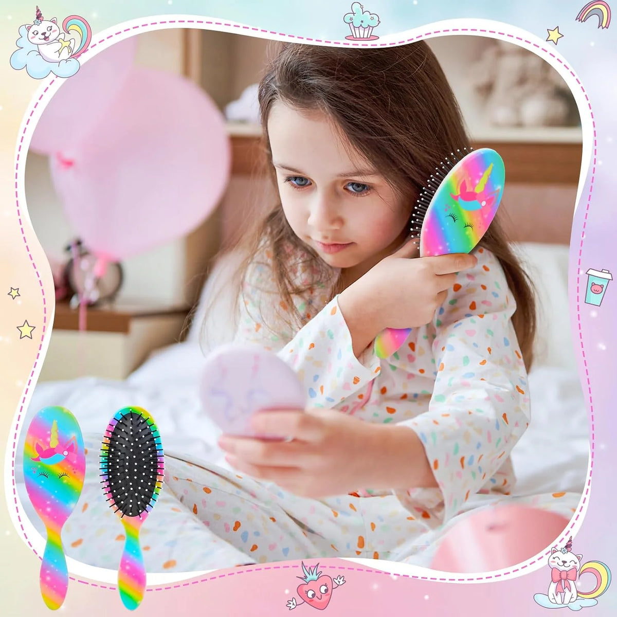 Girls Detangling Brush for Curly, Wet/Dry, and Thick Hair - Pain-Free Mermaid Tail Design for Kids and Women