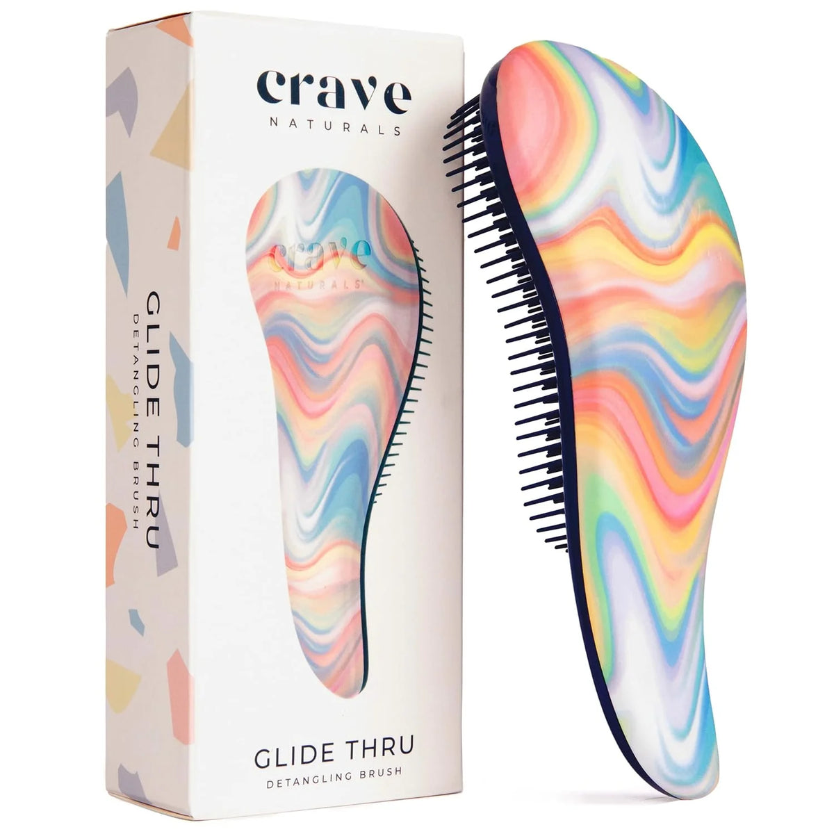 Crave Naturals Biggie Glide Thru Hair Brush - Detangler Brush for Curly, Straight, Wet or Dry Hair - Gentle Detangling Brushes for Adults, Kids, Toddlers - Hair Accessories for Women, 8.4x3.4" - Black