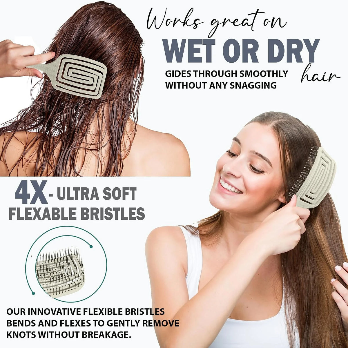 Fiora Naturals Detangler Brush for Wet and Dry Hair, Soft Detangling Brush