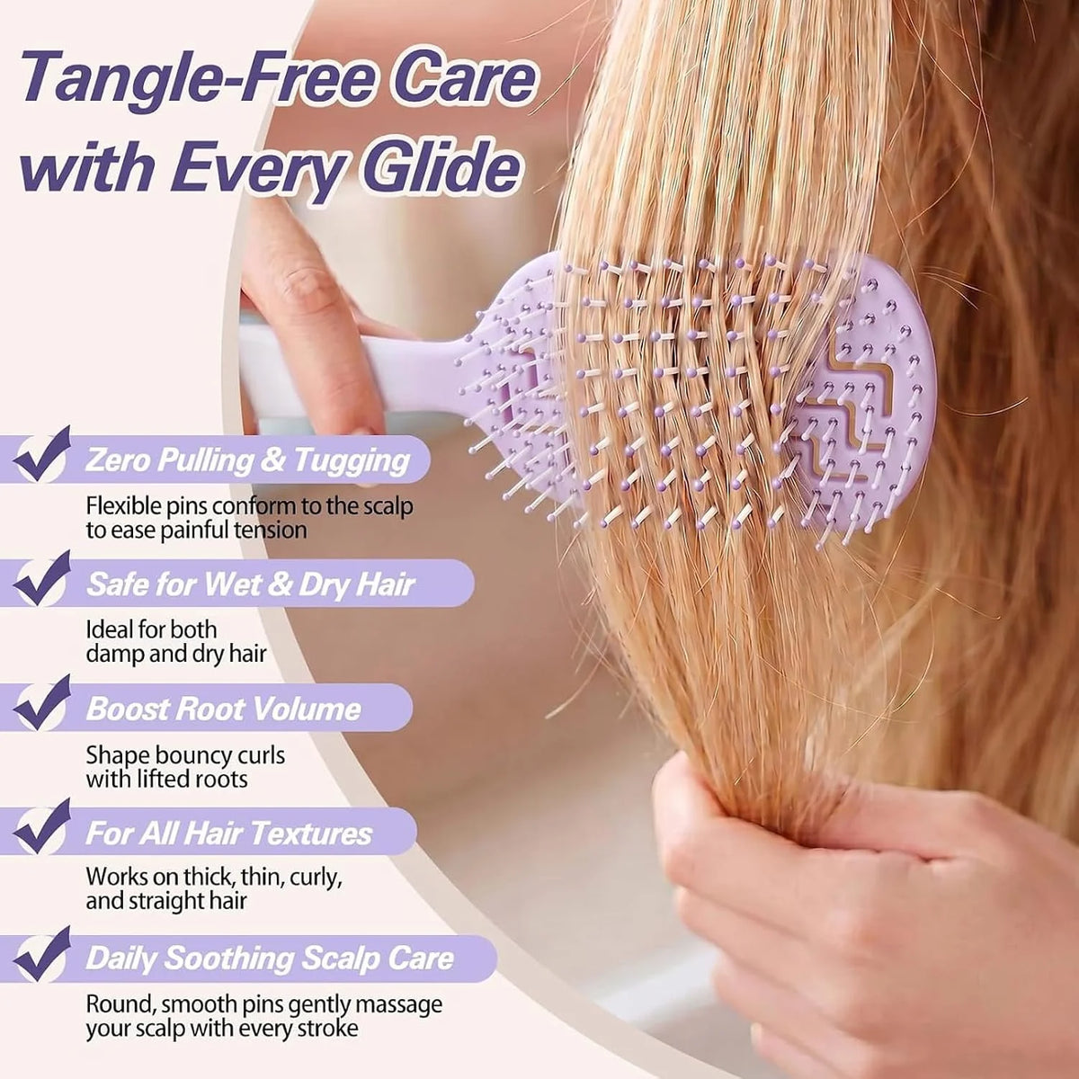Boar Bristle Hair Brush Set – Wet/Dry Detangler for All Hair Types