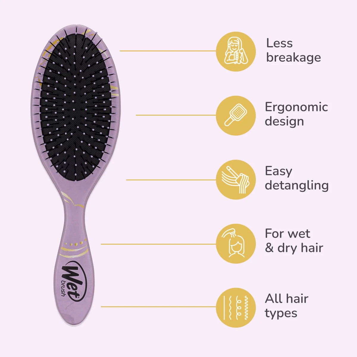 Wet Brush Disney Original Hair Detangler, Cinderella (Elegant Princess), Ultra-Soft IntelliFlex Bristles, Detangling Brush Glides Through Tangles (Wet Dry & Damaged Hair), Women & Men