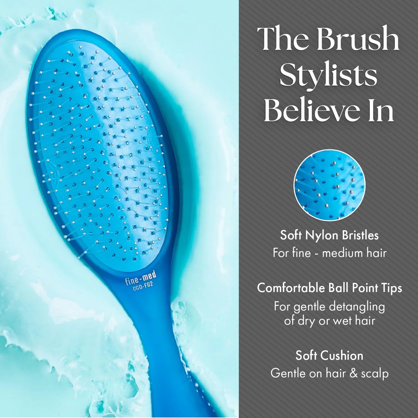 Olivia Garden Aurora Detangler Brush for Wet and Dry Fine to Medium Hair - Detangling Brush for Women, Men, Kids