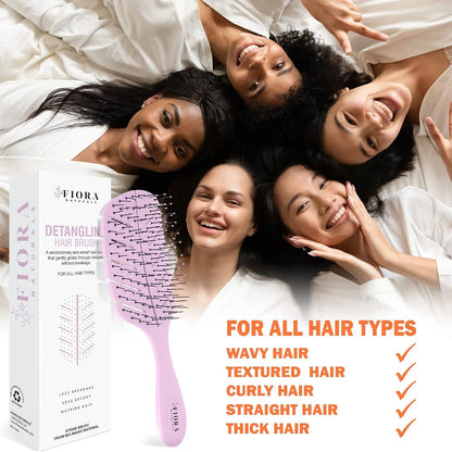 Fiora Naturals Detangler Brush for Wet and Dry Hair, Soft Detangling Brush
