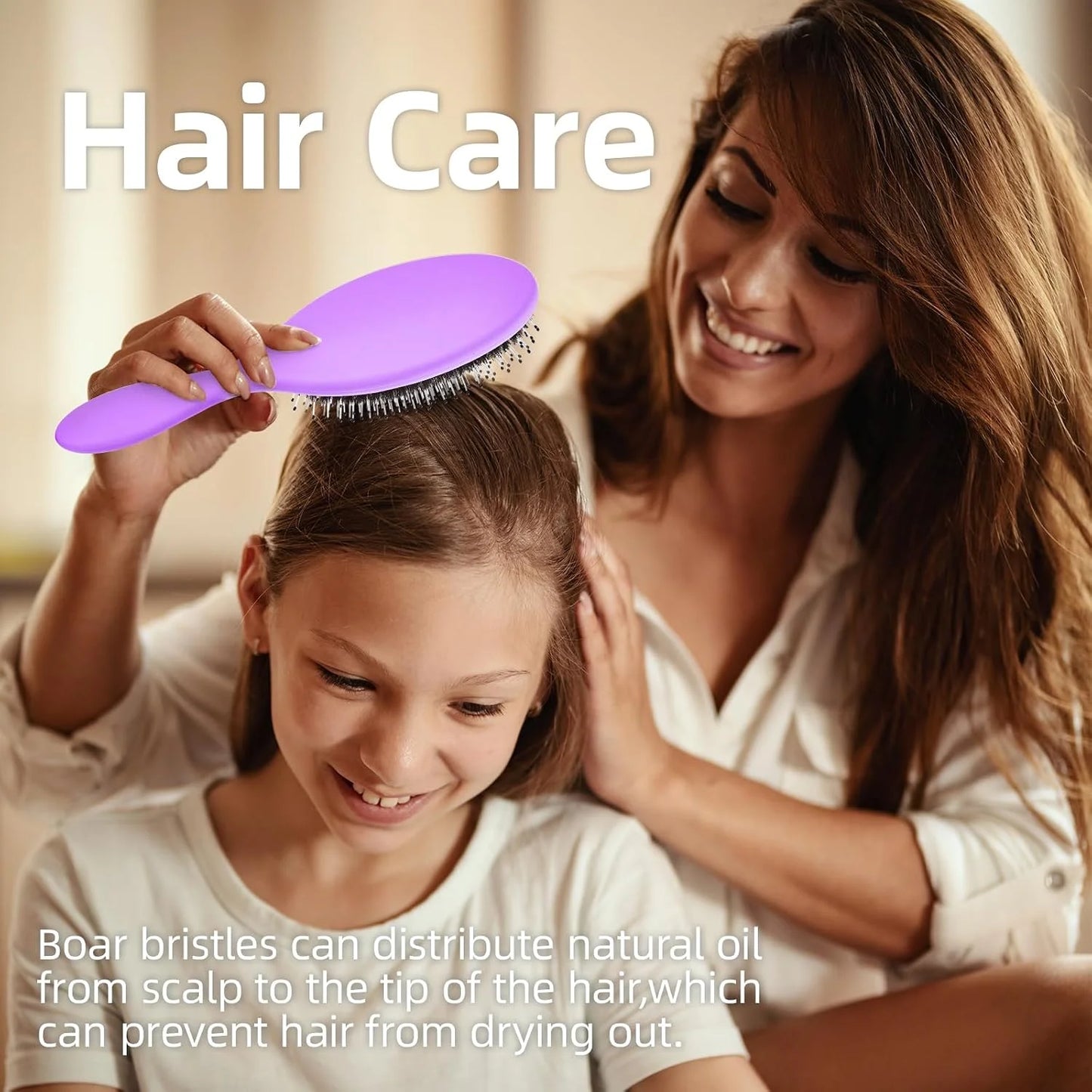Boar Bristles Hair Brush for Women and Men, Detangling Hair Brush for Smoothing Massage Add Shine, Nylon&Boar Bristles Detangler brush for Hair Healthy (1 Pack-MintGreen)