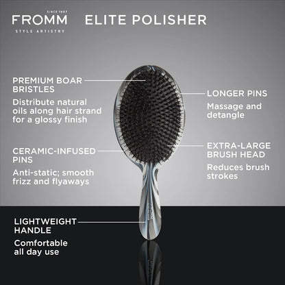 Fromm Professional Elite Flexer Ceramic x Ionic Wet & Dry Detangling Vent Brush | Gentle Hair Detangler & Massage Brush Smooths Frizz & Flyaways, Glides Through Medium to Thick Hair, Easy to Clean