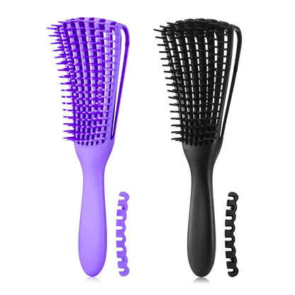 Hair Brush, Detangling Brush for Afro America/African Hair Textured 3a to 4c Kinky Wavy/Curly/Coily/Wet/Dry/Oil/Thick/Long Hair, Knots Detangler Scalp Massage Comb (2 pcs, Blue-Blue)