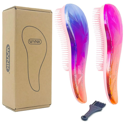 WYNK Detangling Hairbrush Detangler 2 Pack for Adults & Kids, Iridescent