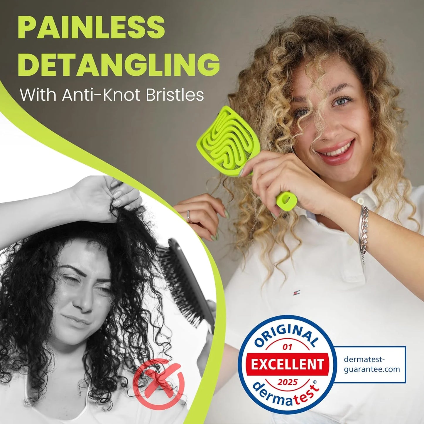 Detangler Brush – Pain-Free Detangling Hair Brush for Wet & Dry Hair – Effortless Detangling Brush for Curly, Fine & Tangled Hair – Hairbrush for Women, Men & Kids – Purple