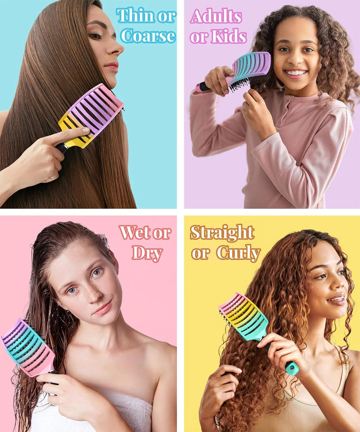 Detangling Brush for Women & Kids, Wet & Dry Hair, All Hair Types