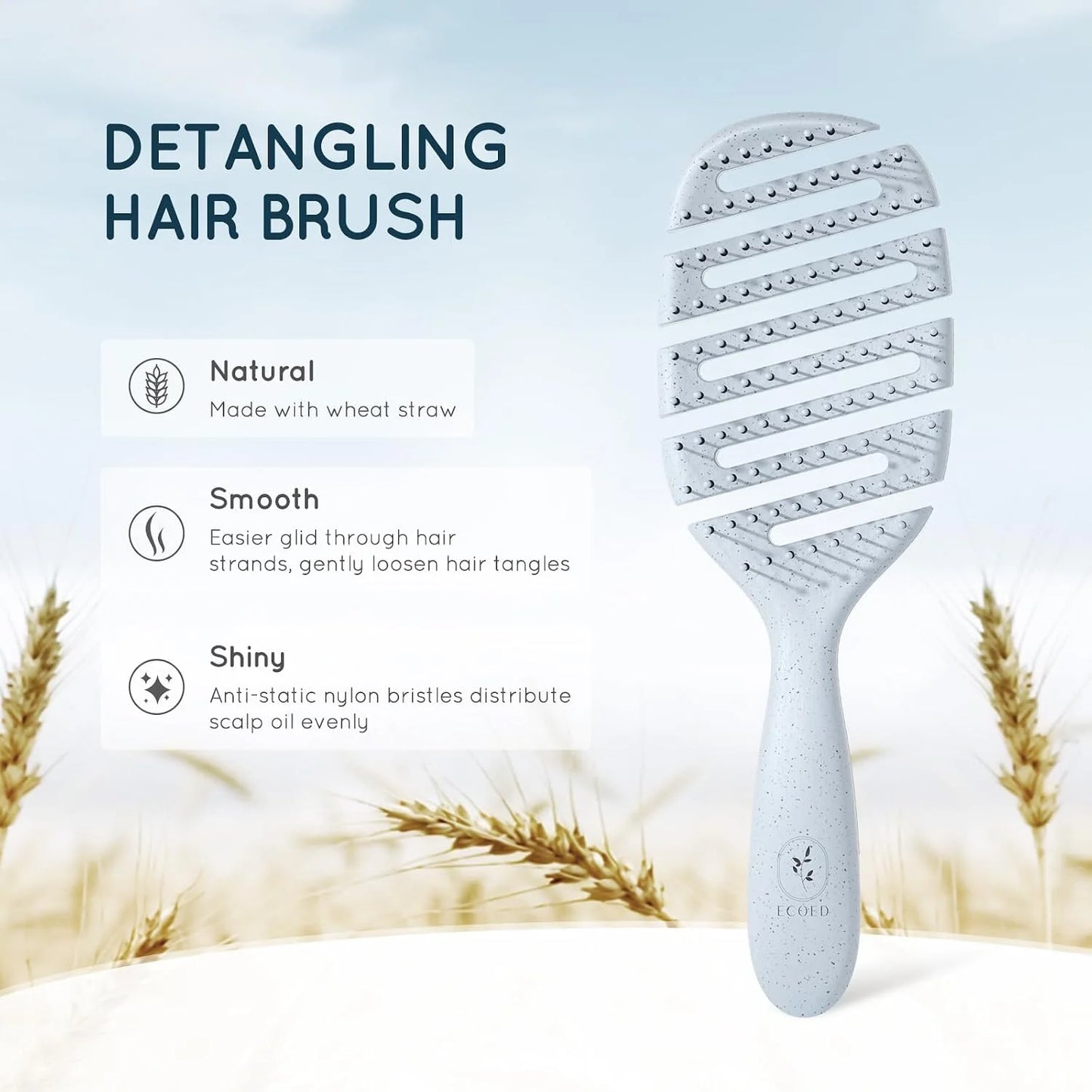 Detangler Hairbrush, Soft Bristle Detangling Brush,Quick Smoothing(Natural)