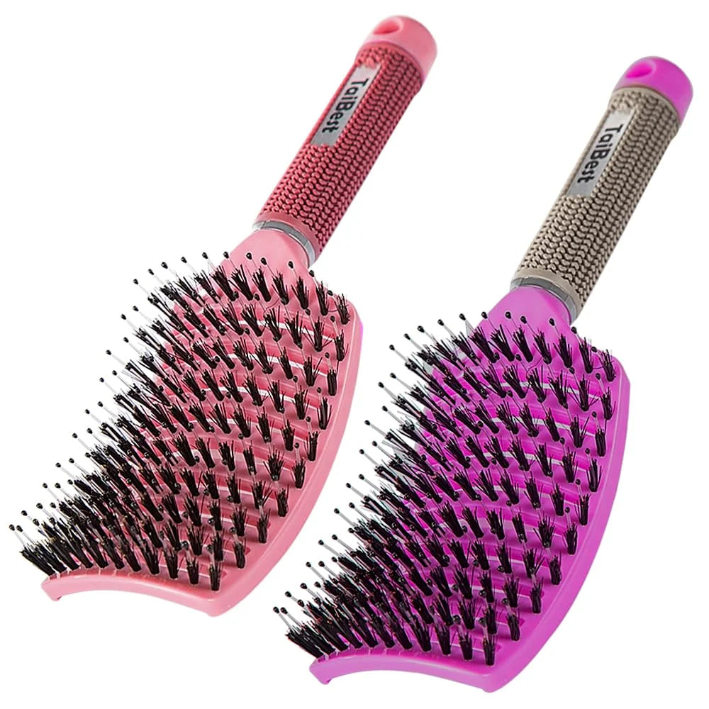 Boar Bristle Hair Brush Set – Wet/Dry Detangler for All Hair Types