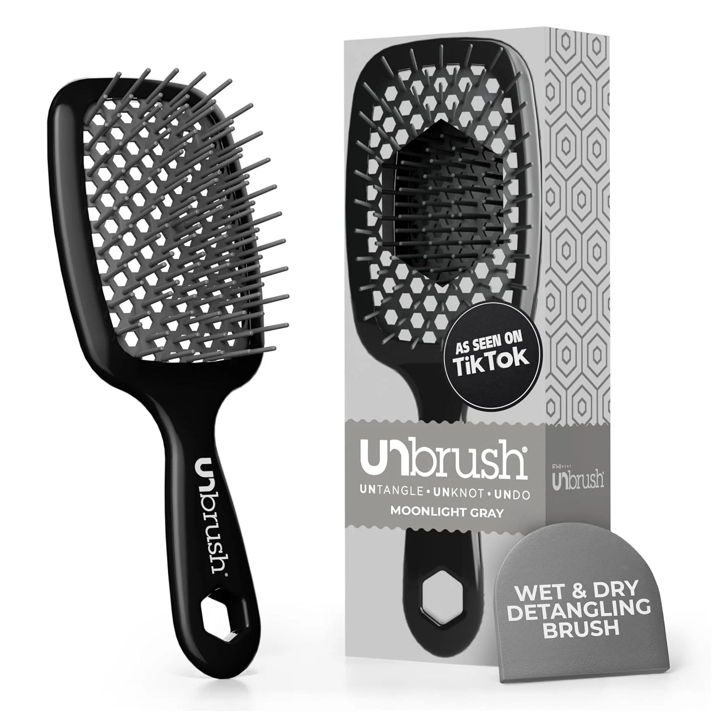 FHI Heat UNbrush Detangling Brush for Pain-Free Brushing on All Wet or Dry Hair Types — Durable DuoFlex Anti-Static Bristles, Lightweight Handle, Vented Hair Brush