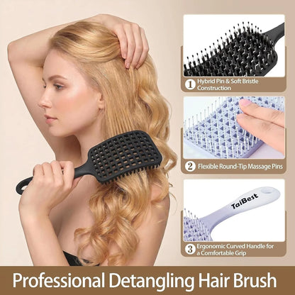 Boar Bristle Hair Brush Set – Wet/Dry Detangler for All Hair Types
