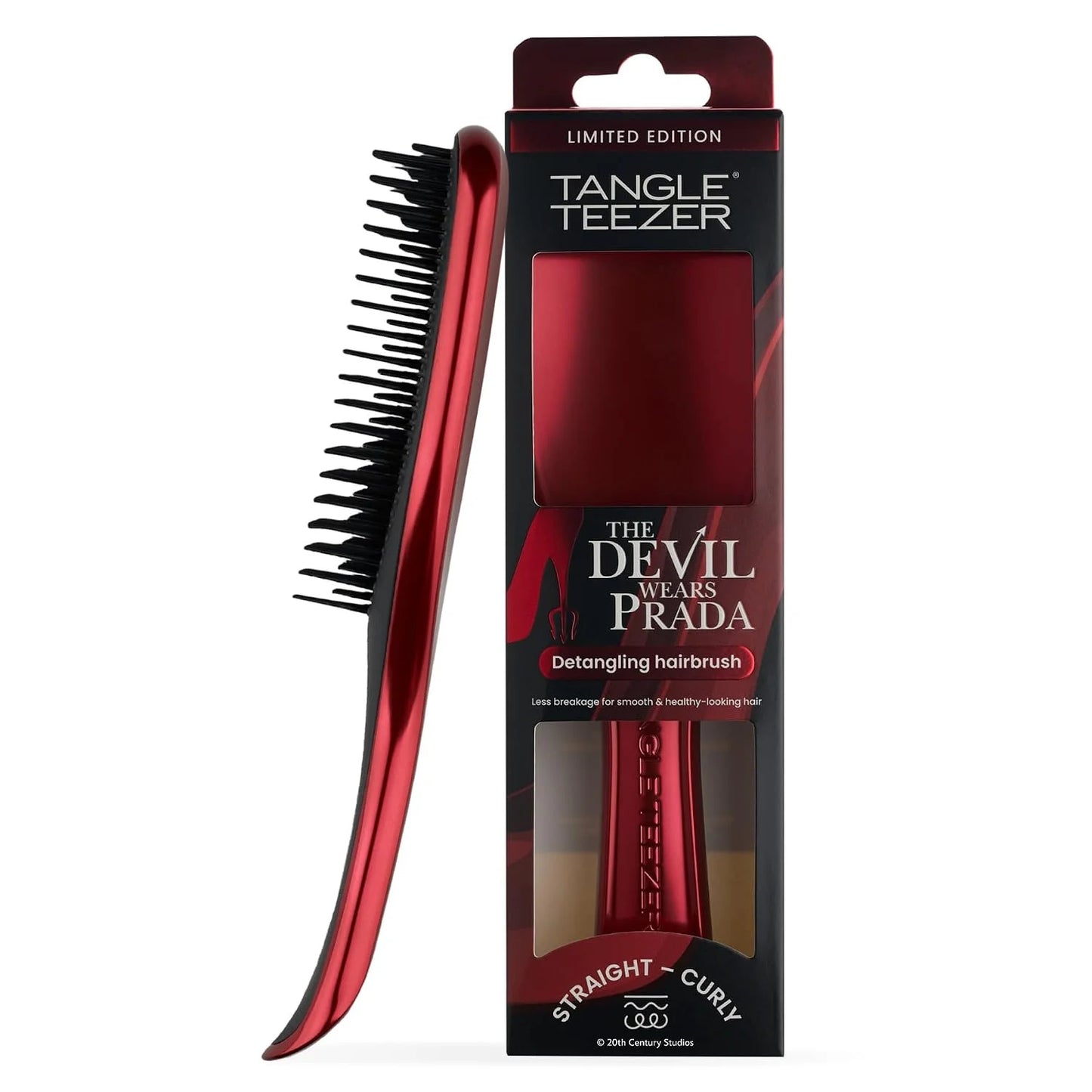 Tangle Teezer Chrome Detangler Mini Hair Brush, Straight to Curly, Pink