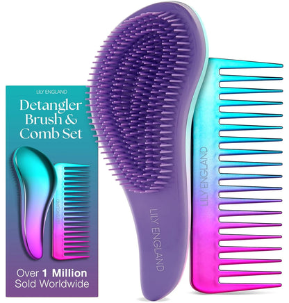 Hair Brush & Beard Detangler Brush - Unisex Detangling Brush for Men, Black