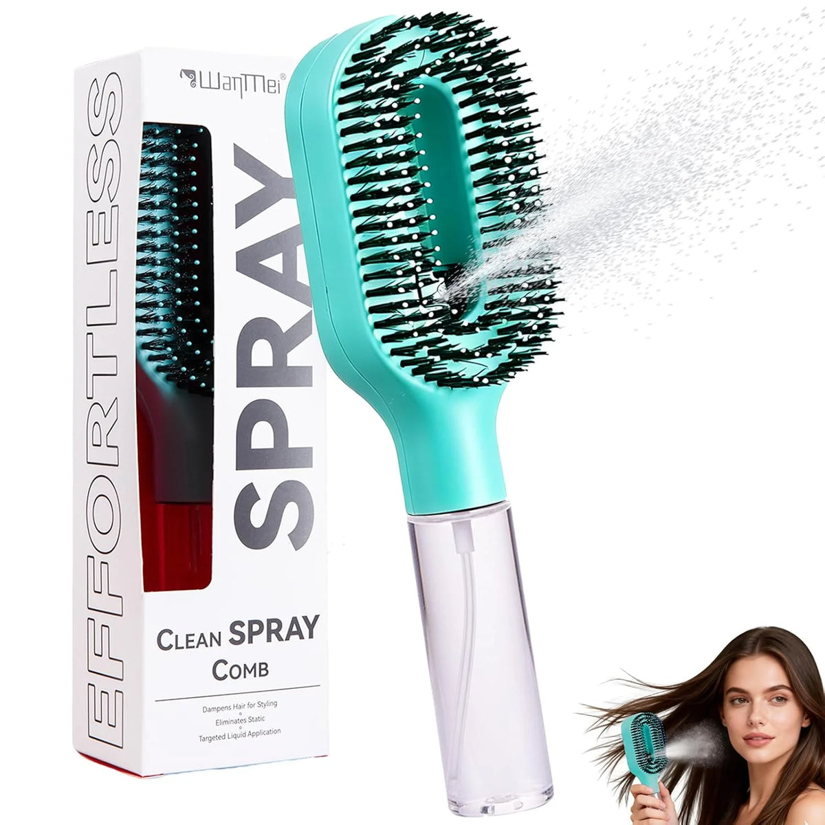 Hair Brush with Water Spray - 2-in-1 Detangler Brush for Frizz Control