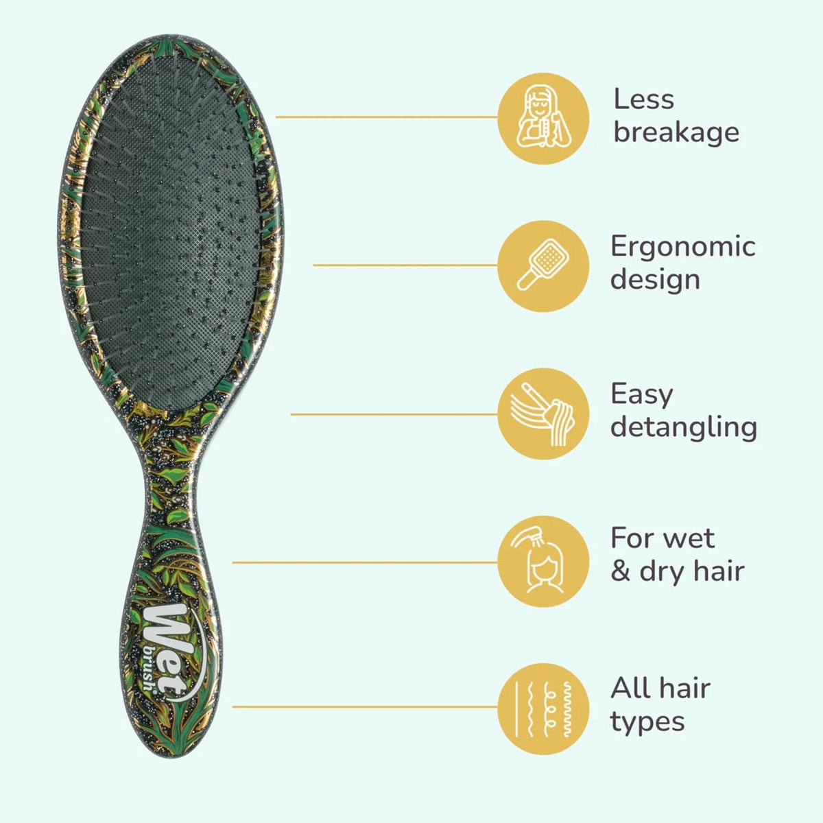 Wet Brush Original Detangler Hair Brush Elphaba (Wicked) Kit - Ultra-Soft IntelliFlex Bristles - Detangling Brush Glides Through Tangles For All Hair Types (Wet Dry & Damaged) - 1 Brush & 1 Bow