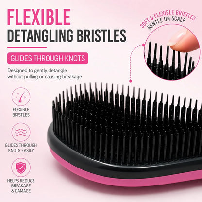 G.B.S Wave Detangling 3-in-1 Hair Brush Set (Pink)