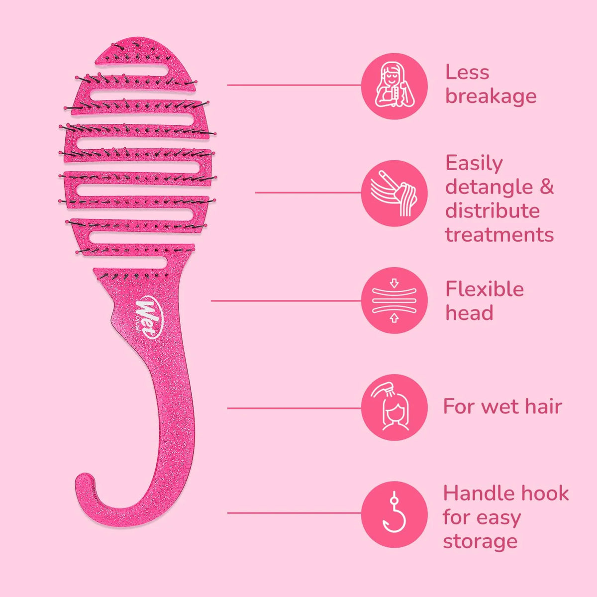 Wet Brush Shower Hair Brush Detangler - Exclusive Ultra-soft IntelliFlex Bristles - Minimizes Pain And Protects Against Split Ends and Breakage - Comb For Women, Men, Wet & Dry Hair - Purple Glitter