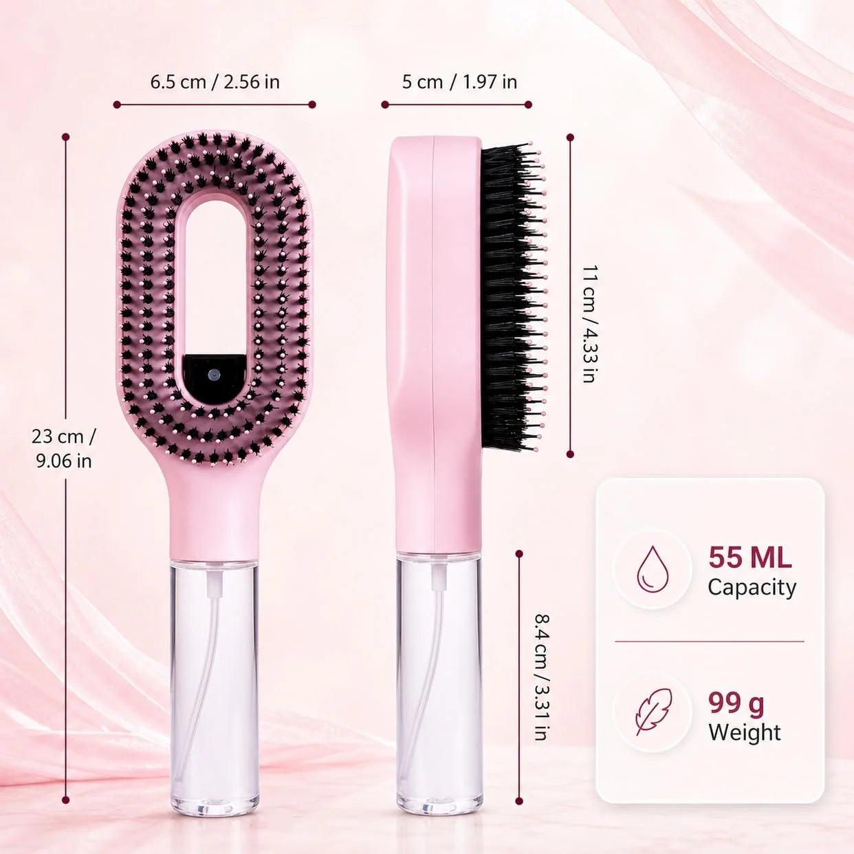 2-in-1 Hair Brush with Water Spray Mister, Fine Mist Spray Brush for Hair Detangling Wet & Dry, Liquid Spraying Hairbrush for Curly Thick Hair & Kids (Sky Blue)