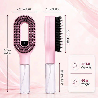 2-in-1 Hair Brush with Water Spray Mister, Fine Mist Spray Brush for Hair Detangling Wet & Dry, Liquid Spraying Hairbrush for Curly Thick Hair & Kids (Sky Blue)
