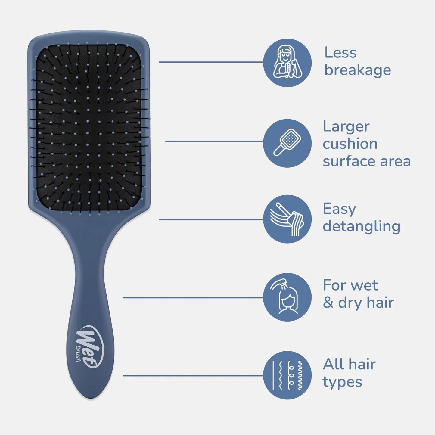 Wet Brush Refresh and Extend Paddle Detangler, Black, Detangling Brush with Infused Charcoal Ultra-Soft IntelliFlex Bristles For All Hair Types, Removes Dirt, Excess Oils & Impurities