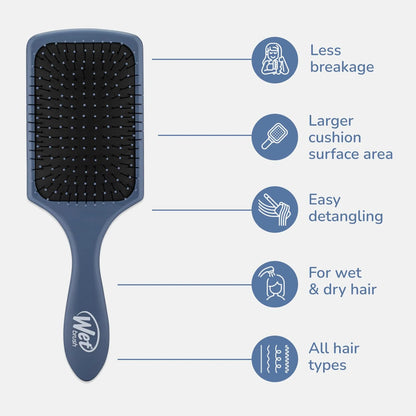 Wet Brush Refresh and Extend Paddle Detangler, Black, Detangling Brush with Infused Charcoal Ultra-Soft IntelliFlex Bristles For All Hair Types, Removes Dirt, Excess Oils & Impurities