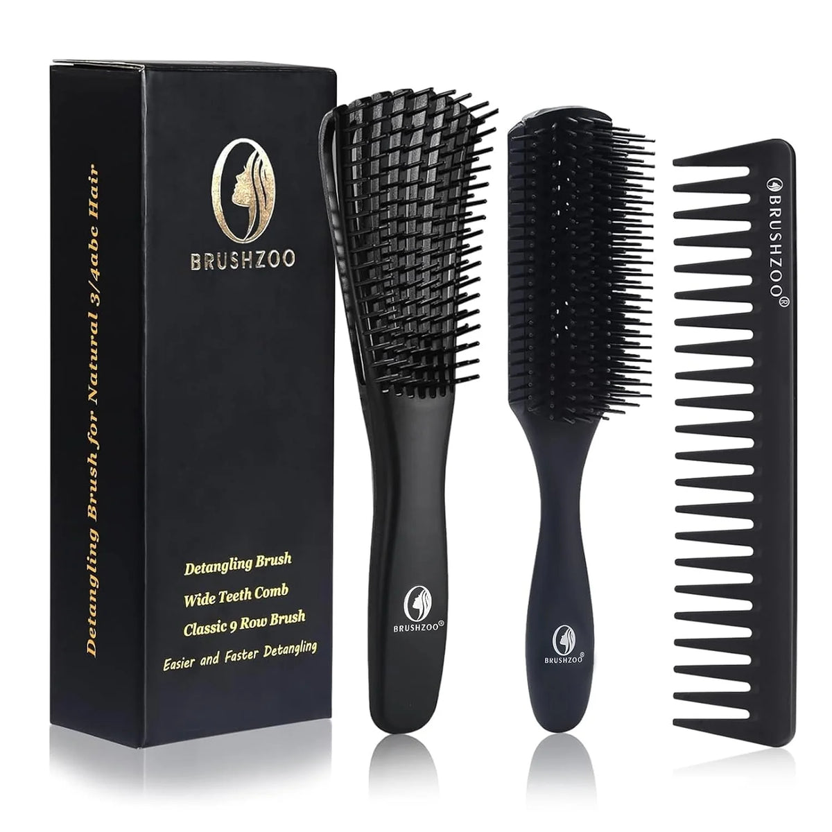 Detangler Hair Brush for Curly Hair, Curly Hair Brush for Natural 3/4abc Hair, Detangling Brush for Women Men Kids Styling Defining