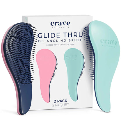 Crave Naturals Biggie Glide Thru Hair Brush - Detangler Brush for Curly, Straight, Wet or Dry Hair - Gentle Detangling Brushes for Adults, Kids, Toddlers - Hair Accessories for Women, 8.4x3.4" - Black