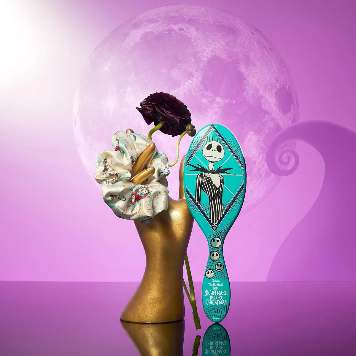 Wet Brush Detangle & Style Duo Kit, Jack Skellington (Nightmare Before Christmas) - IntelliFlex Bristles - Detangling Brush Glides Through Tangles For Wet & Dry Hair, 1 Hair Brush & 1 Coil Scrunchie