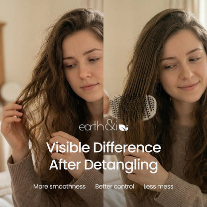 Earth & I Pain-Free Flex Detangler: Wet/Dry Curly Hair Brush, Teal Blue